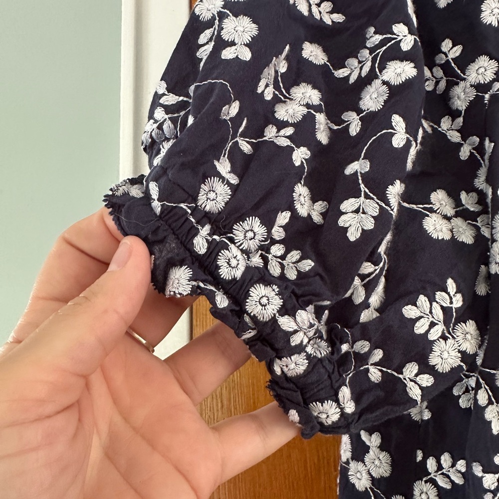 Ann Taylor Navy Blue Floral Blouse - Picture 5 of 6